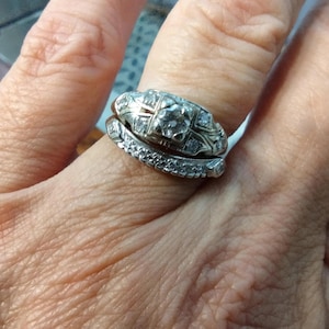 Art Deco Old Mine Cut Diamond Rings Antique Halo Engagement Ring Set Vintage-style Wedding Band Edwardian Art Deco Jewelry Anniversary Gifts