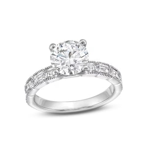 Art Deco Old Mine Cut Moissanite Diamond Engagement Ring Edwardian Ring Vintage-style Art Deco Ring Antique Emerald Diamond Channel-Set Ring