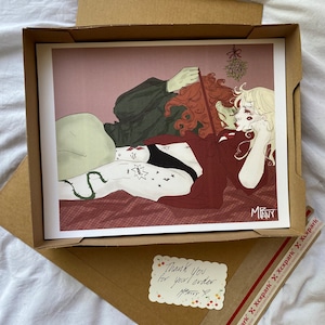 Harlivy Holiday Kiss Art Print