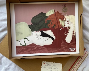 Harlivy Holiday Kiss Art Print