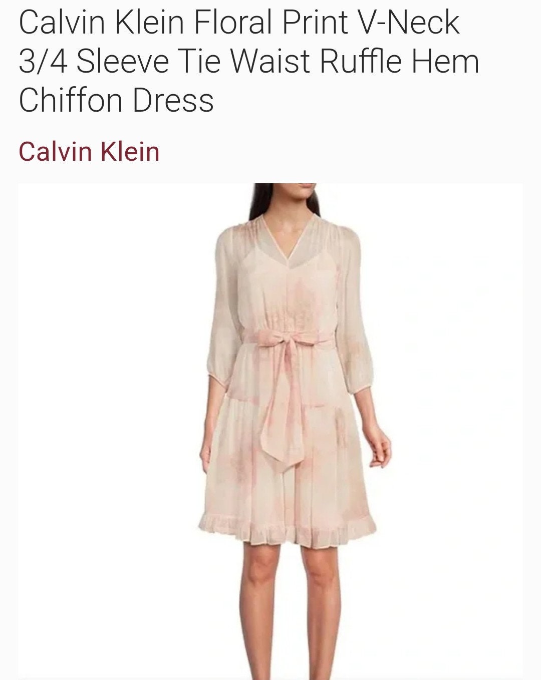 Calvin klein floral chiffon deals dress