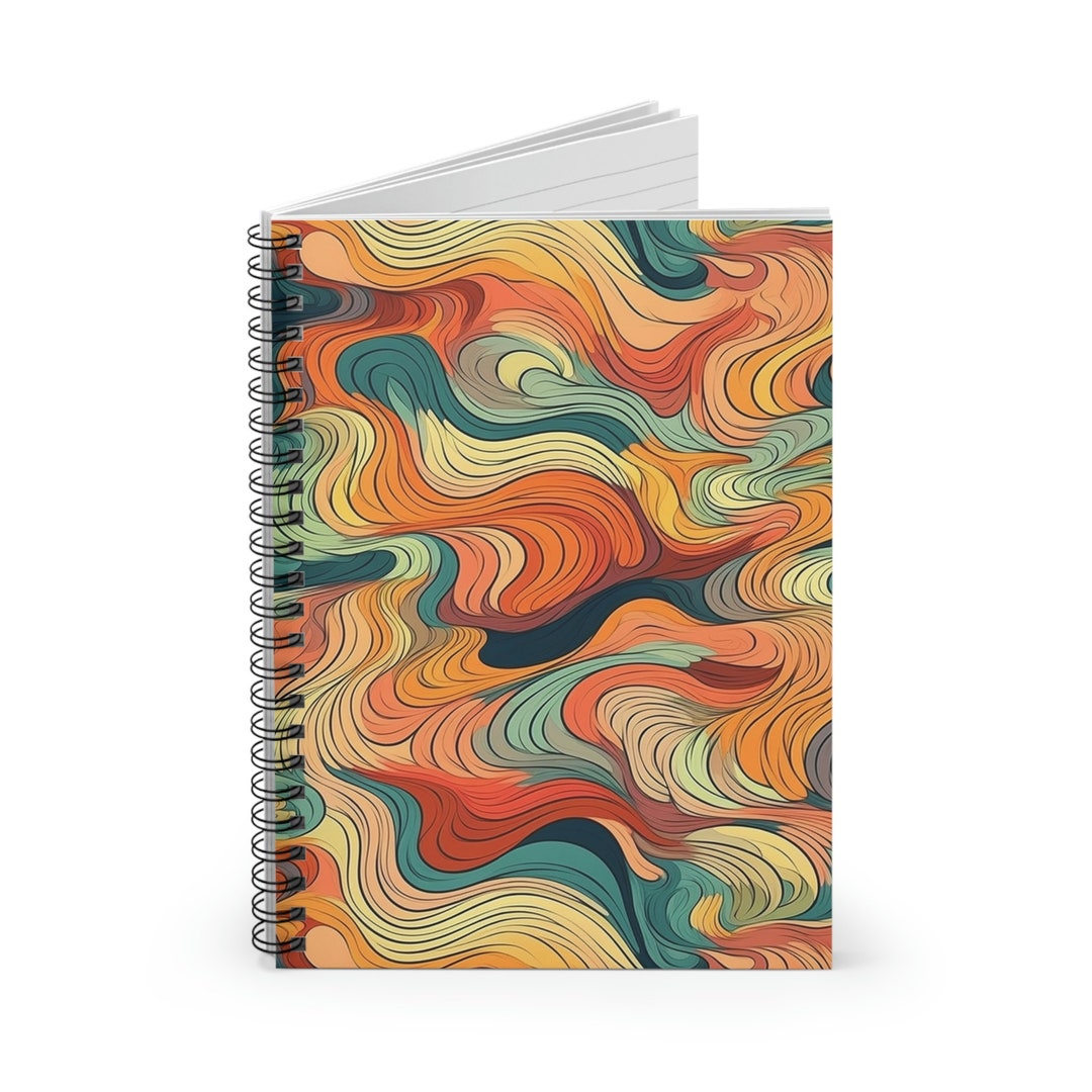 Graphic Waves Spiral Notebook - Ruled Line - Etsy