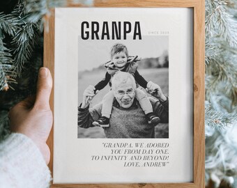 Personalized Photo Print, Custom Message Gift, Grandpa