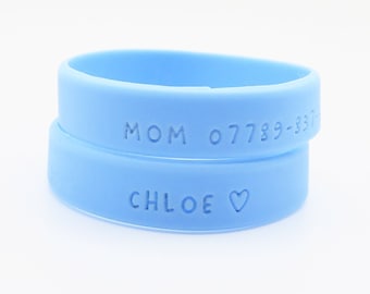 Child and Toddler ID Waterproof Bracelet | Emergency Contact Wristband | Kids ID Tags | Medical Bracelet | Custom Wristbands | Engraved