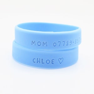 Bracelet étanche d'identification pour enfant et tout-petit | Bracelet de contact d'urgence | Médaillons d'identification pour enfants | Bracelet médical | Bracelets personnalisés | Gravé