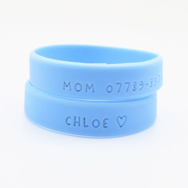 Child and Toddler ID Waterproof Bracelet | Emergency Contact Wristband | Kids ID Tags | Medical Bracelet | Custom Wristbands | Engraved