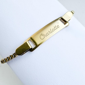 Baby ID Bracelet, Personalize Baby Name Bracelet, gold baby bracelet, christening gifts for boys, custom baby bracelet, baby name plate