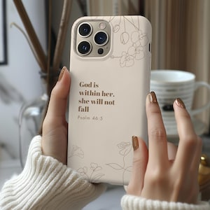 Custodia per telefono minimalista Christian Tough, regali cristiani per donne regalo di battesimo, cattolica, merchandising cristiano Boho personalizzato iPhone 16 15 14 13 12