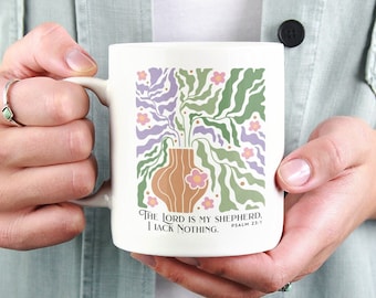 Psalm 23 Christian Coffee Mug, The Lord is My Shepherd, Bible Verse
