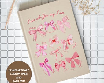 Personalized Pink Bow Prayer Journal, Coquette Christian Bible Study