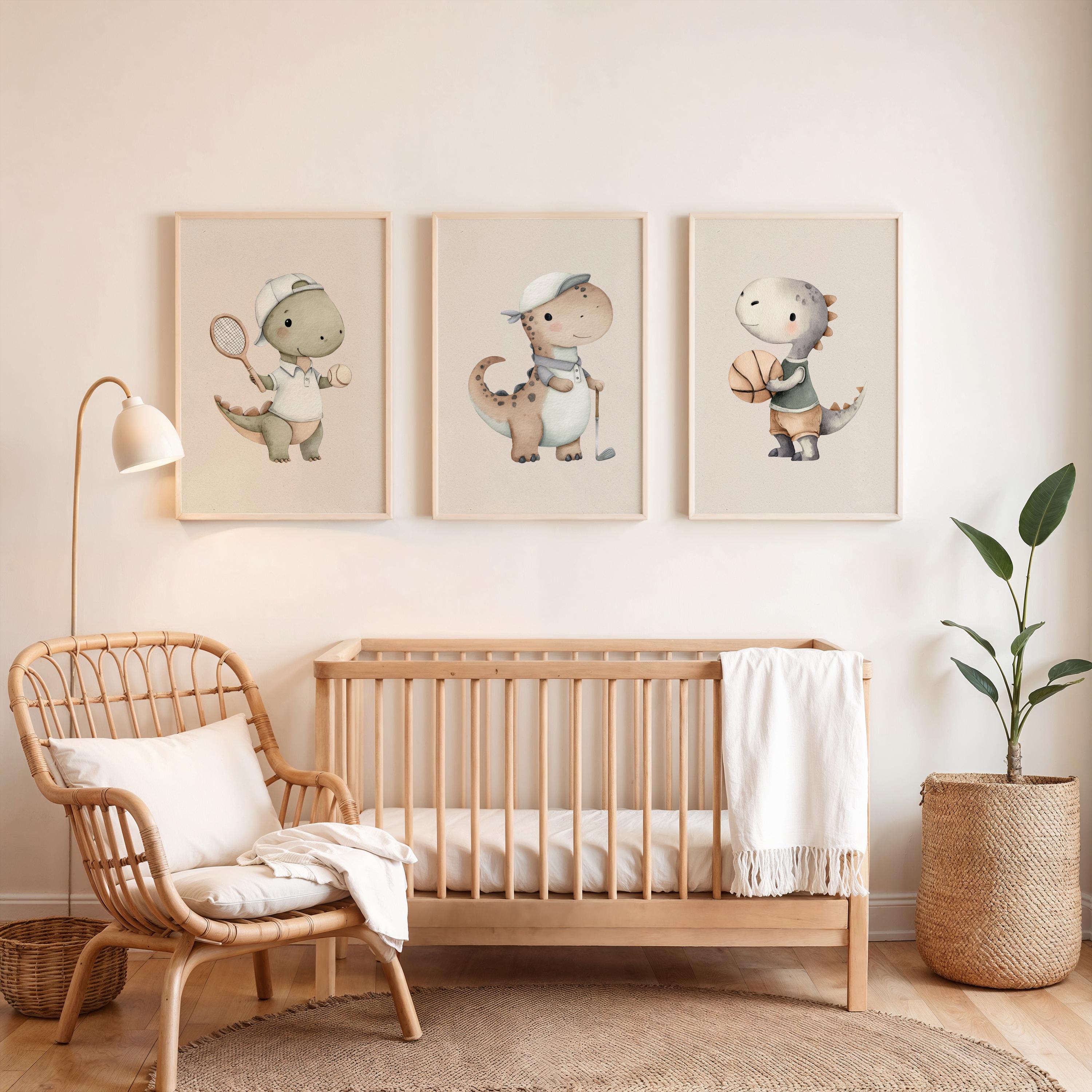 Set of 6 Dinosaur Wall Decor, Dinosaur Prints, Dino Nursery Art ...