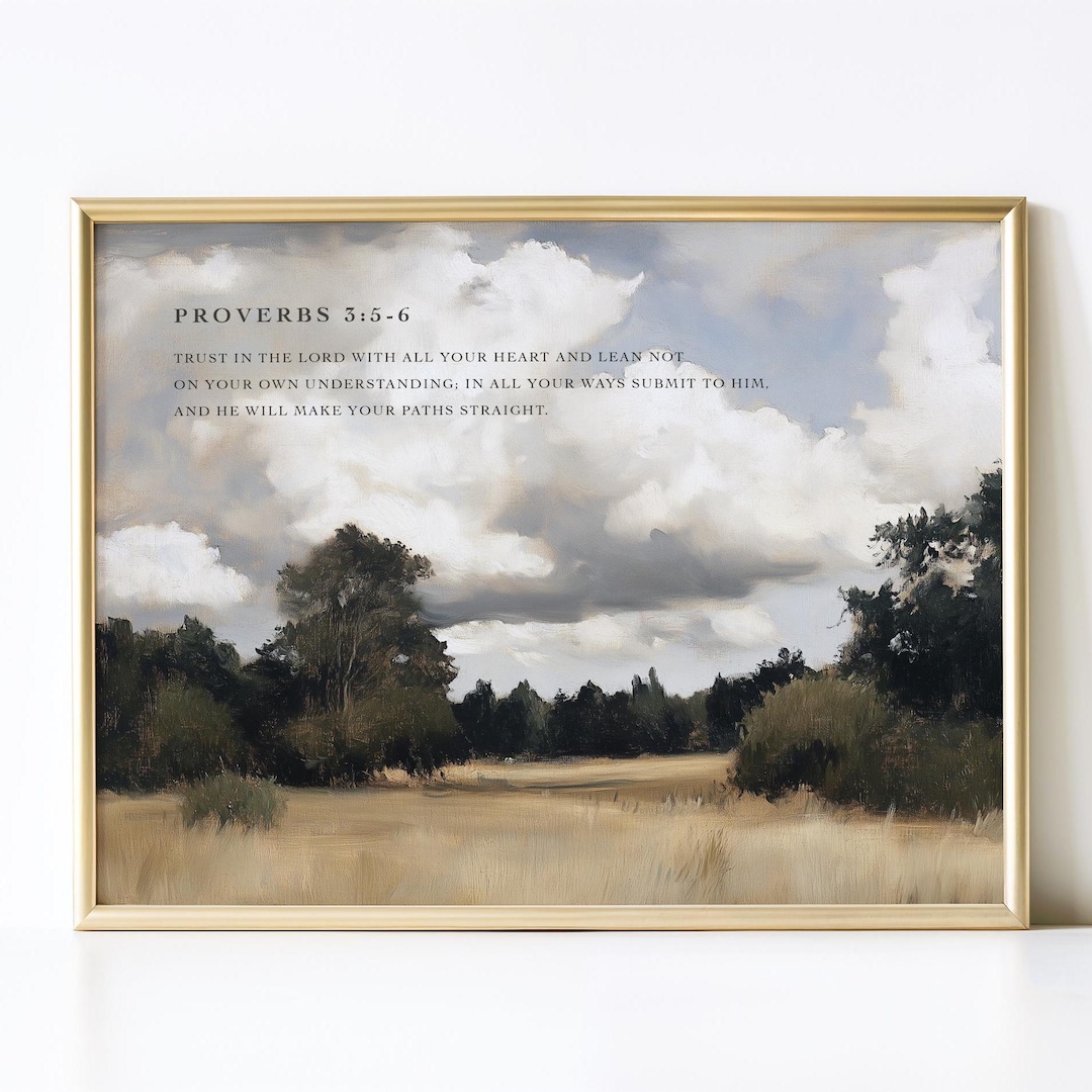 Scriptural Art Bible Verse Wall Art Framed Canvas, Landscape Oil Painting, Scripture ...