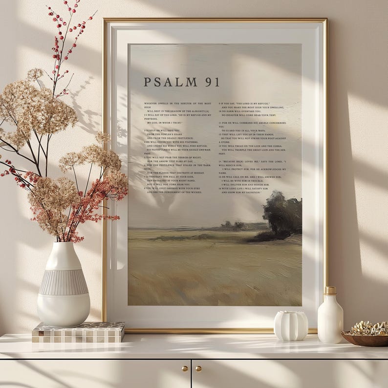Psalm 91 Printable Wall Art, Bible Verse Wall Art, Scripture Wall Art ...