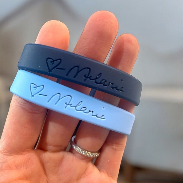 Personalized Waterproof Silicone Bracelet  | Custom Wristband | Personalised engraved handwritten bracelet, dad bracelet, wwjd, memory