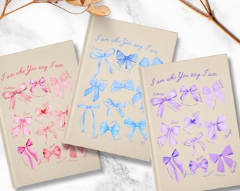 Coquette Christian Prayer Journal, Bow Design, Bible Study Gift