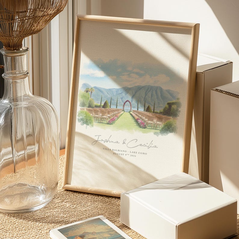 Custom Watercolor Wedding Venue Portrait: Anniversary Gift 194 - Etsy