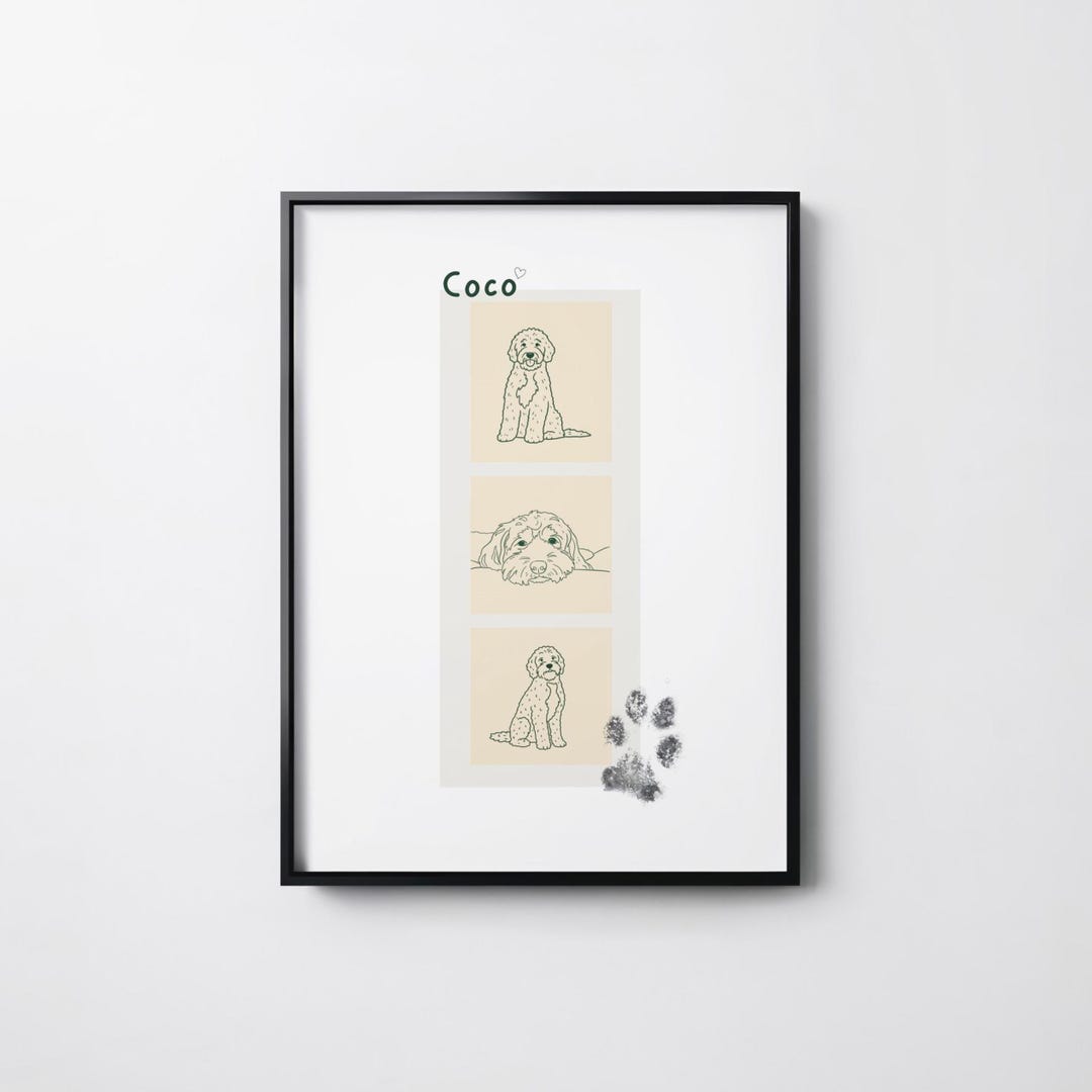 Custom Dog Portrait Line Art | Personalized Pet Wall Art Print ...