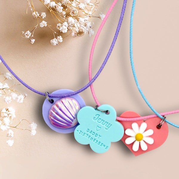 Kind ID Halskette | Notfallkontakt Halskette | Kinder ID Tags | Medizinische Halskette Benutzerdefinierte Halskette | personalisierter Name | Kinder ID Armband