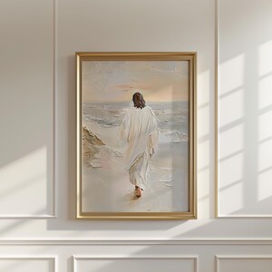 Jesus Walking on Water Painting, Jesus on Water Printable, Oil Painting ...