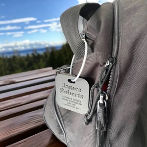 Personalisierter diskreter Gepäck- und Rucksackanhänger, Hochzeitsbevorzugungen, Geschenk für Ehemann, individuelle Reisetasche | Geschenk für Freund | Geschenk für Geschäft