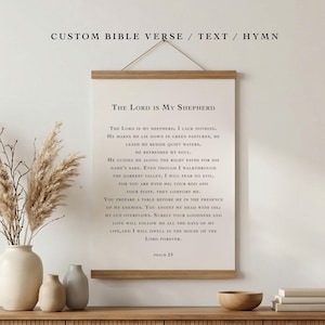 Custom Bible Verse Sign, Scripture Wall Art with Poster Hanger, Psalm 23 - 216