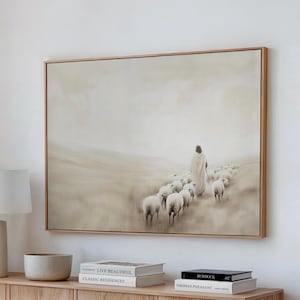 Jezus verlaat de 99 verloren schapen ingelijst canvas goede herder kunst olieverfschilderij Jezus kunstwerk christelijke poster LDS-kunstwerk christelijke kunst aan de muur 84