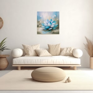 Blue LOTUS Flower Print on CANVAS, Spiritual Awakening Yoga Art Work ...