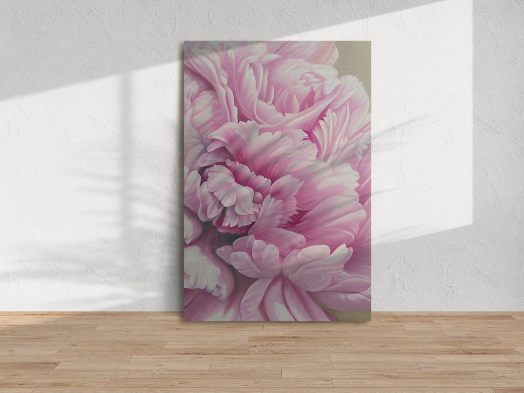Pink Peony Flower Wall Art Canvas Large Feminine Floral - Etsy