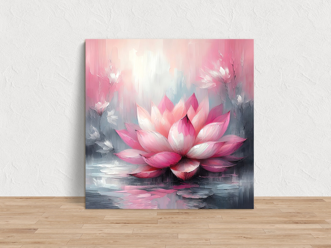 Buddhist LOTUS Flower Wall ART Print on CANVAS, Yoga Art Work Decor ...