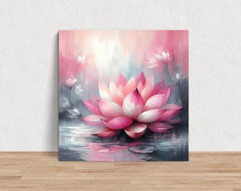 Buddhist LOTUS Flower Wall ART Print on CANVAS, Yoga Art Work Decor, Dusty Pink Spiritual Awakening Gift