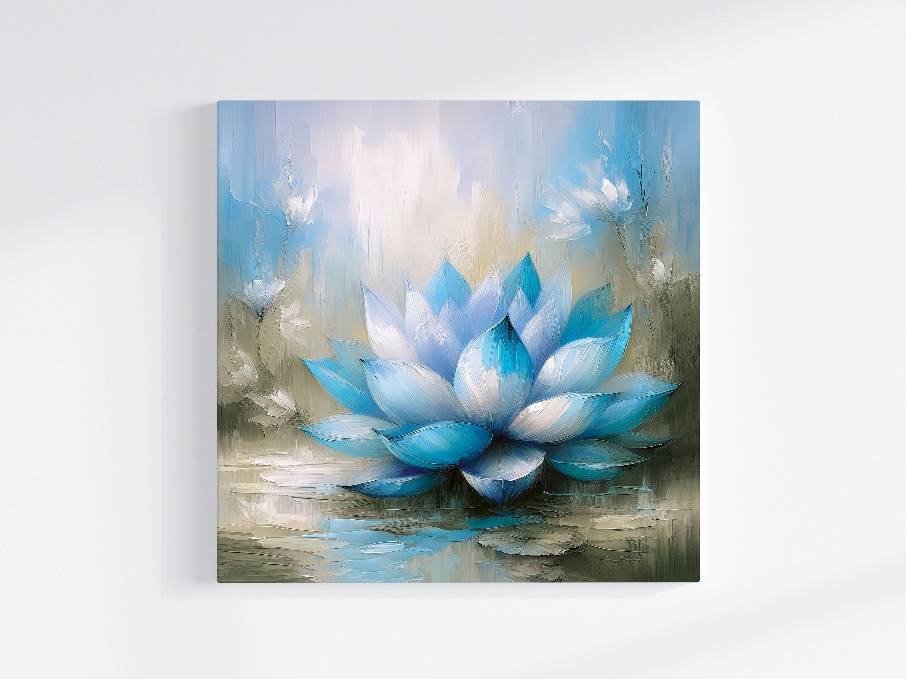 Blue LOTUS Flower Print on CANVAS, Spiritual Awakening Yoga Art Work ...