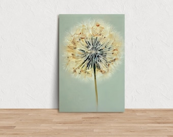 BLESSED Dandelion CREAZIONI Stampa artistica da parete su TELA, Stampe floreali botaniche, Boho Sage Green Art Home Decor