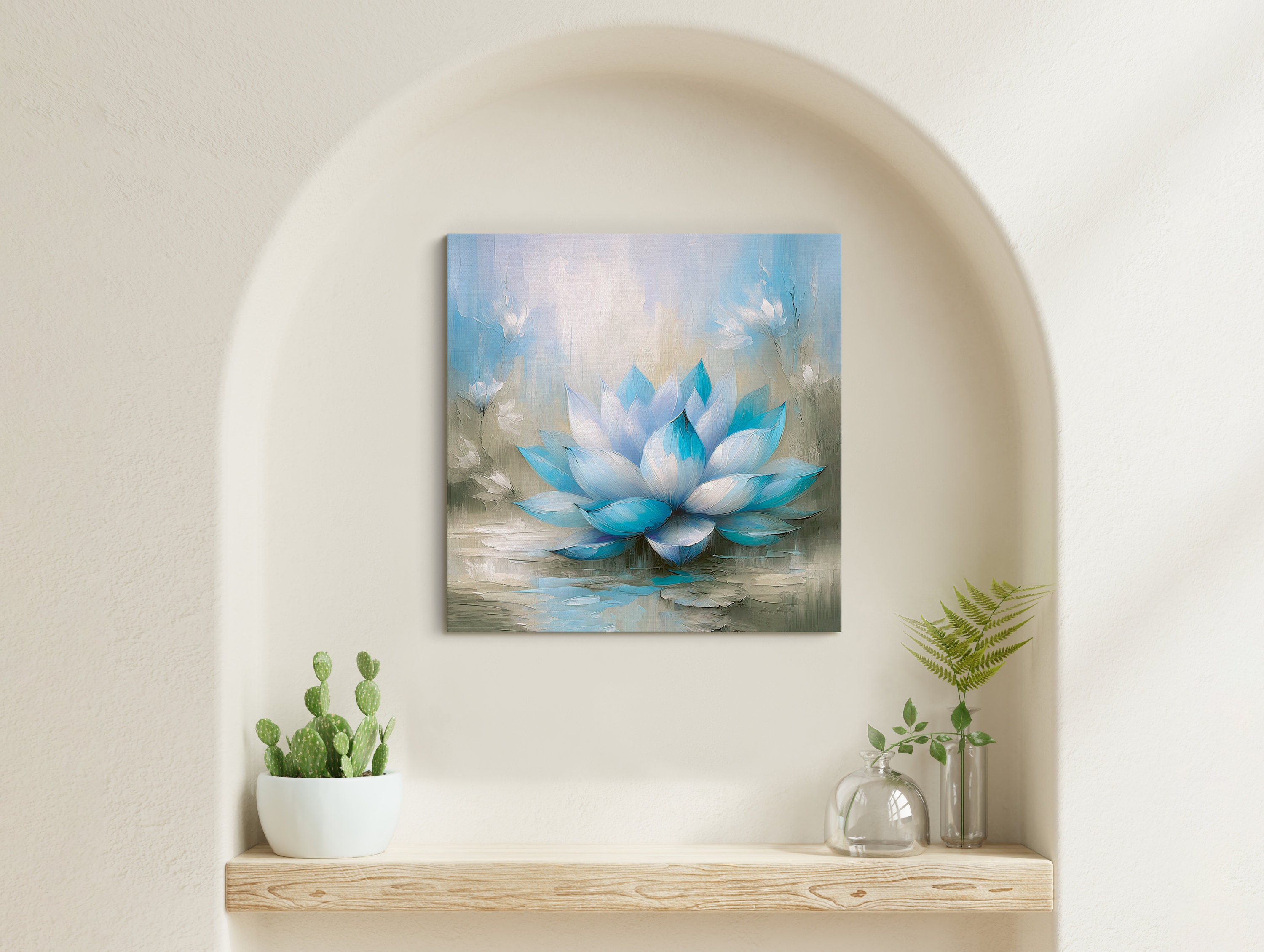 Blue LOTUS Flower Print on CANVAS, Spiritual Awakening Yoga Art Work ...