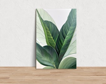 Banana LEAF CANVAS Wall Art Botanical PRINT, Green Banana Leaves Decors, Elegant Tropical Jungle Artwork