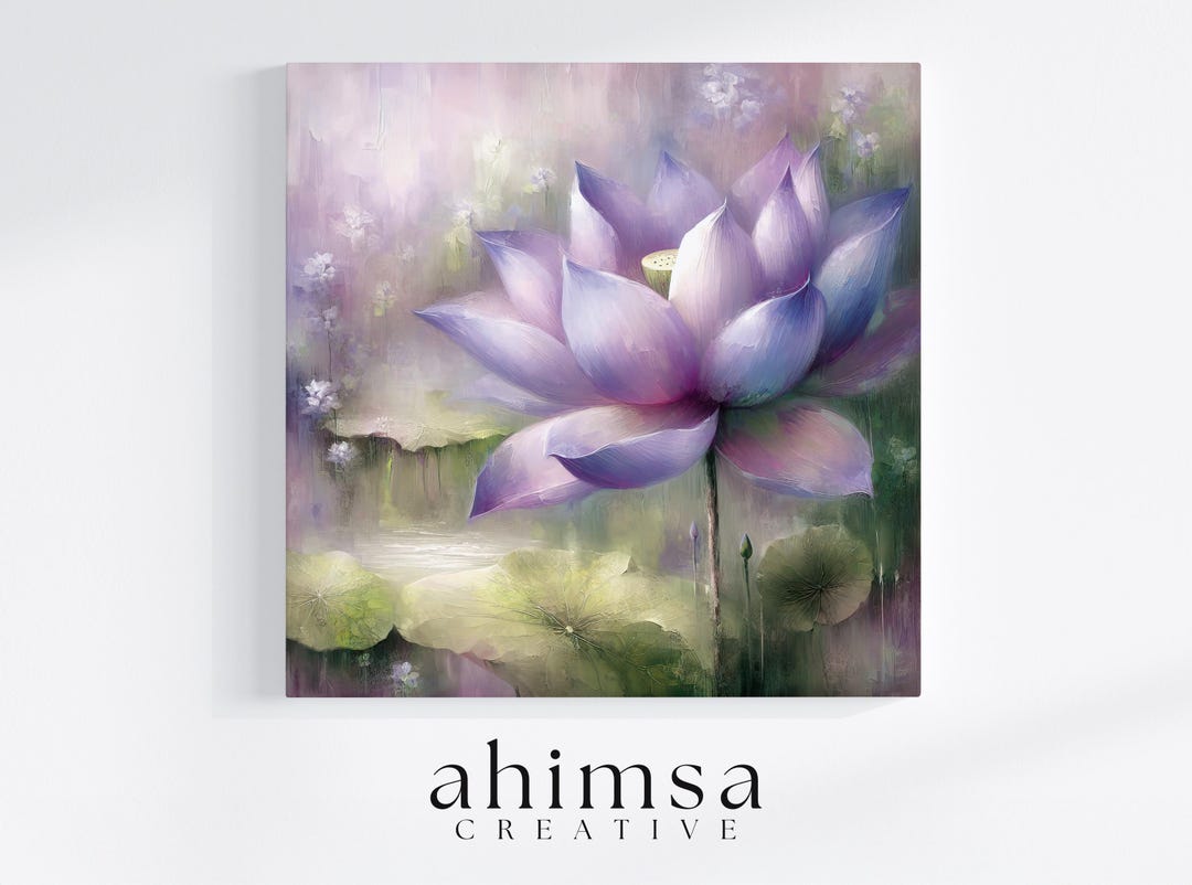 Dusty PURPLE LOTUS Flower, Canvas PRINT Wall Art - Etsy