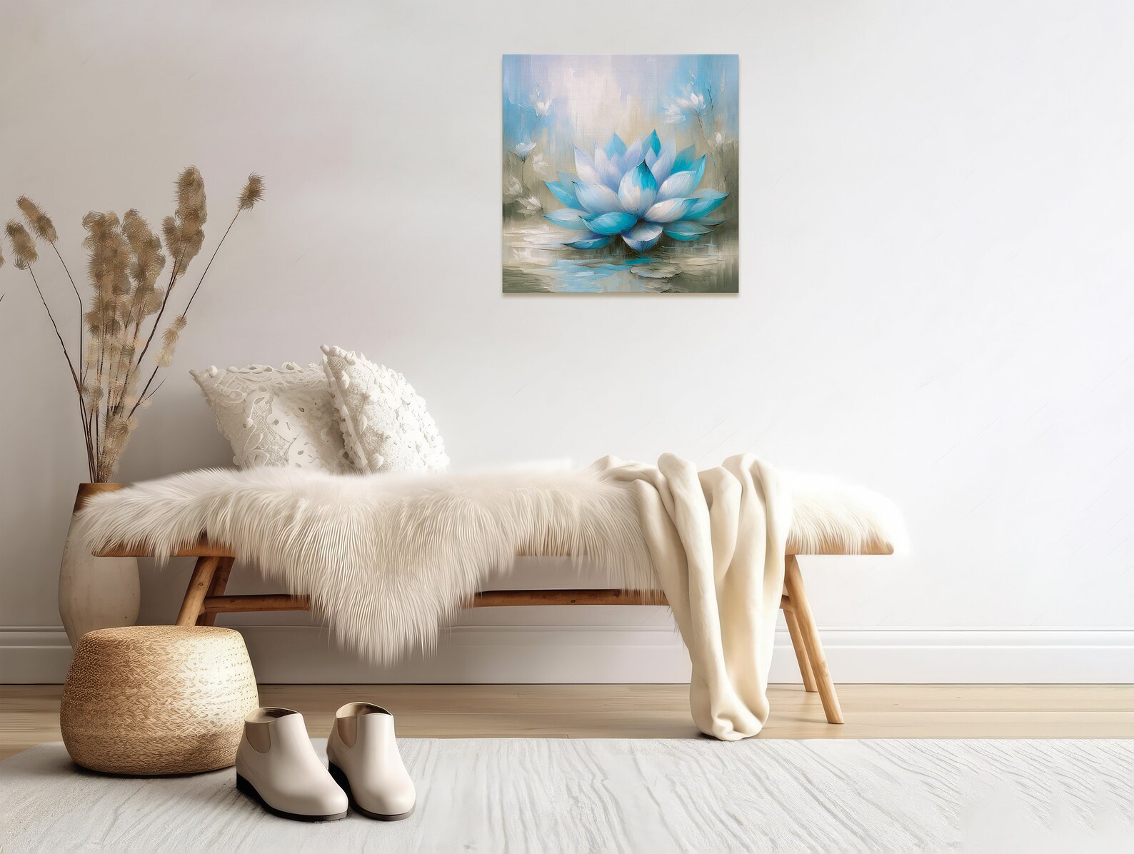 Blue LOTUS Flower Print on CANVAS, Spiritual Awakening Yoga Art Work ...
