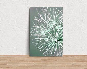 Earthy Apartment DANDELION Stampa artistica su TELA, Pittura d&#39;arte da parete verde salvia, Creazioni astratte moderne di dente di leone BENEDETTO per la decorazione domestica