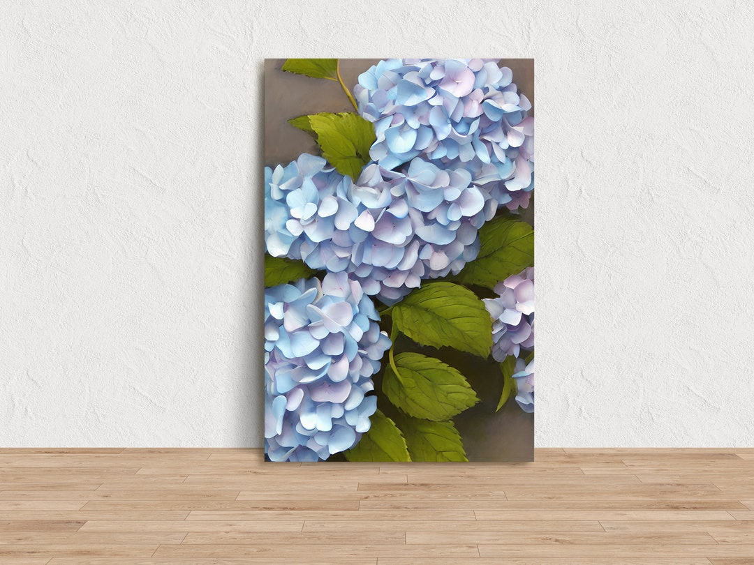 Blue Hydrangea Floral Canvas Print, Botanical Wall Art - Etsy