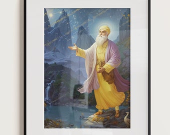Guru Nanak Dev Ji Portrait: Digital Sikh Art Print (Digital Download)