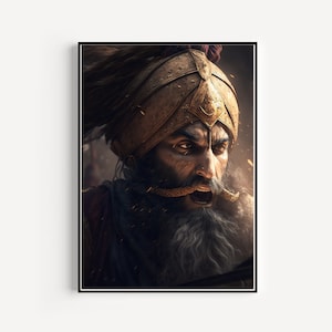 Sikh Warrior Oil Painting Art Print (Digital Download)