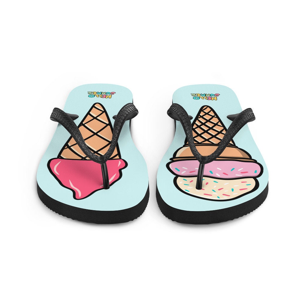 Ice Cream Flip Flops, Baby Blue Ice Cream Sandals, Ice Cream Beachwear