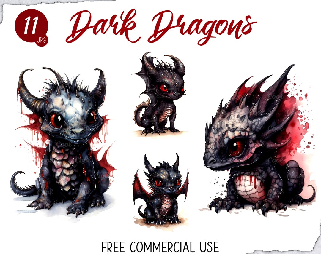 Dark Dragon Clipart Bundle 11 Digital JPG Mythical Beast - Etsy