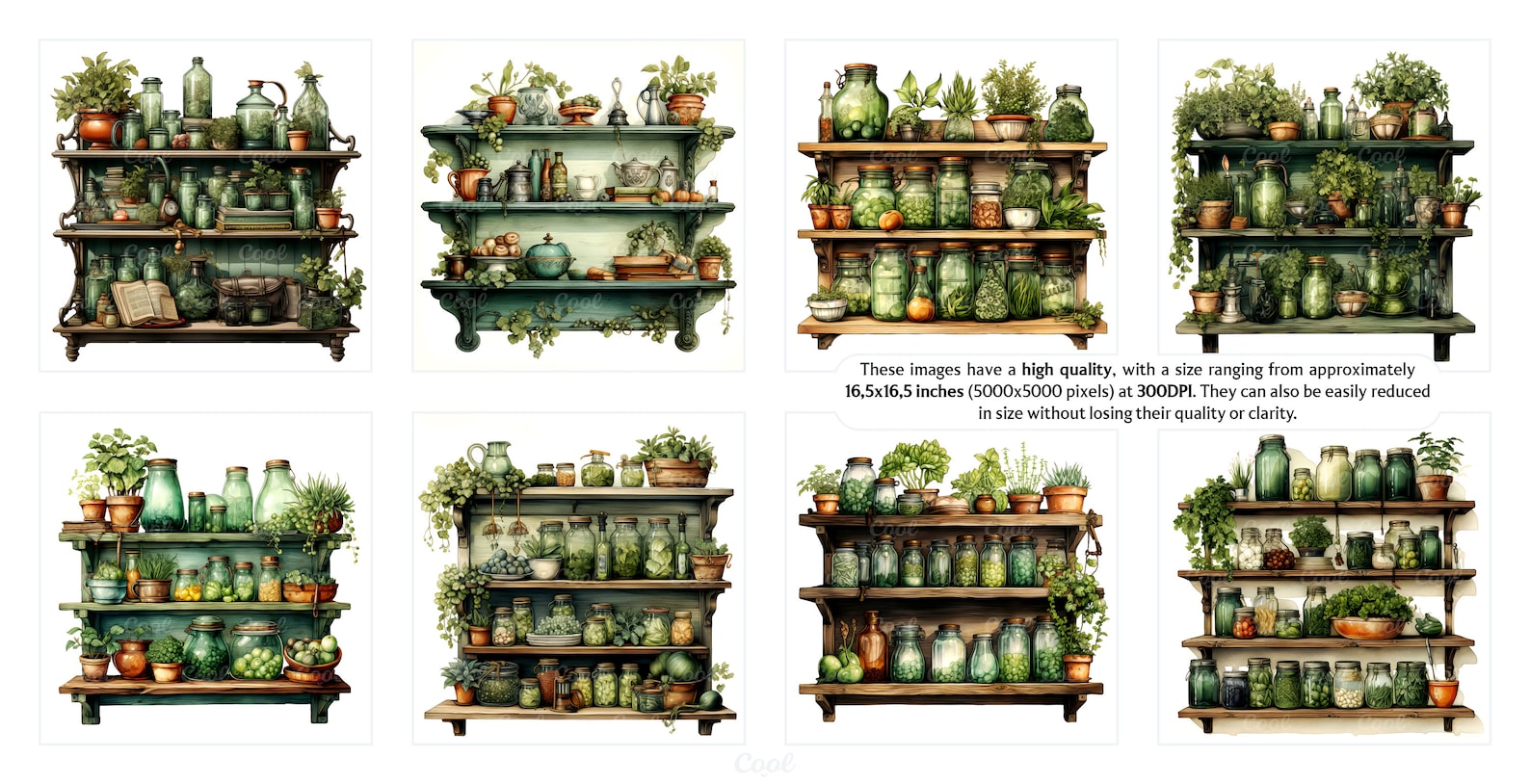 Vintage Kitchen Shelves Clipart Bundle, 20 Digital JPG, Etsy Furniture