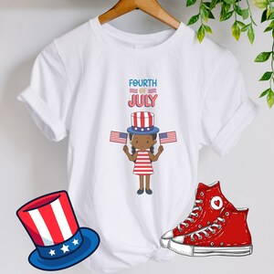 4th of July Flag Shirt Independence Day Shirt, Patriotic Girl Fourth of July Shirt, Cute Independence Day tshirt