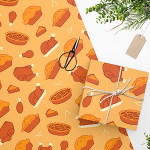 Thanksgiving Wrapping Paper, Fall Turkey Gift Wrap, Brown Wrapping Paper for Fall Holiday Gift