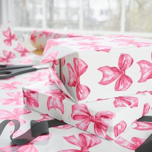 Pink Bows Wrapping Paper - Elegant Gift Wrap