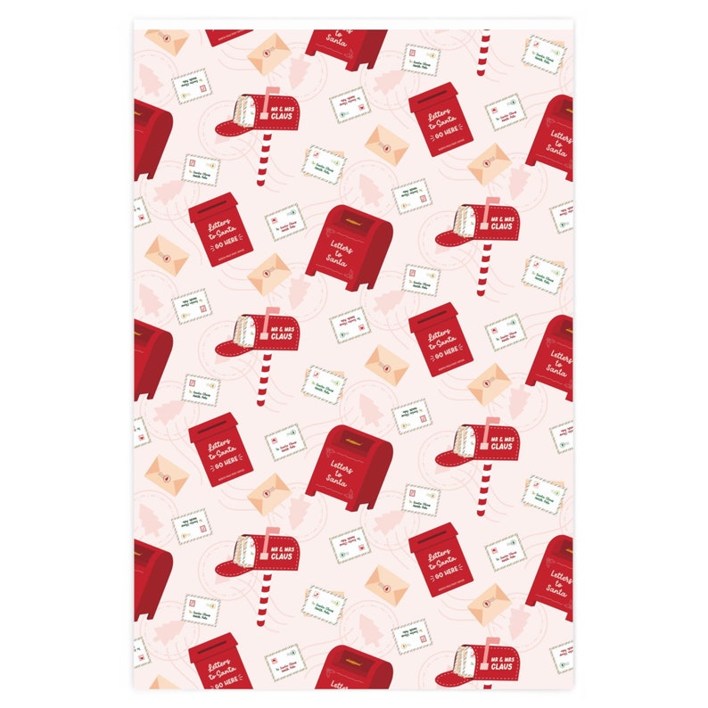 Pink Santa Wrapping Paper, Pink Christmas Gift Wrap image 3