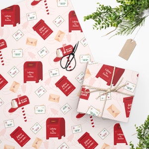 Pink Santa Wrapping Paper, Pink Christmas Gift Wrap image 2