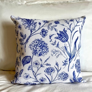 Blue and White French Toile Vintage Pillow - Elegant Home Decor Accent