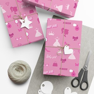 Pink Princess Gift Wrapping Paper for Birthday Girl Celebration, Pink Doll Inspired Themed Party, Pinkmas Gift Wrap for Holiday
